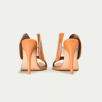 HUHUA BUTTERFLY handcrafted leather pumps back view Coral