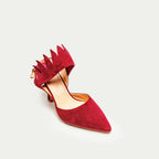 HUHUA IZIS handcrafted women's leather pumps 3/4 view Raspberry