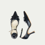 HUHUA Dragonfly handcrafted leather pumps top view Onyx