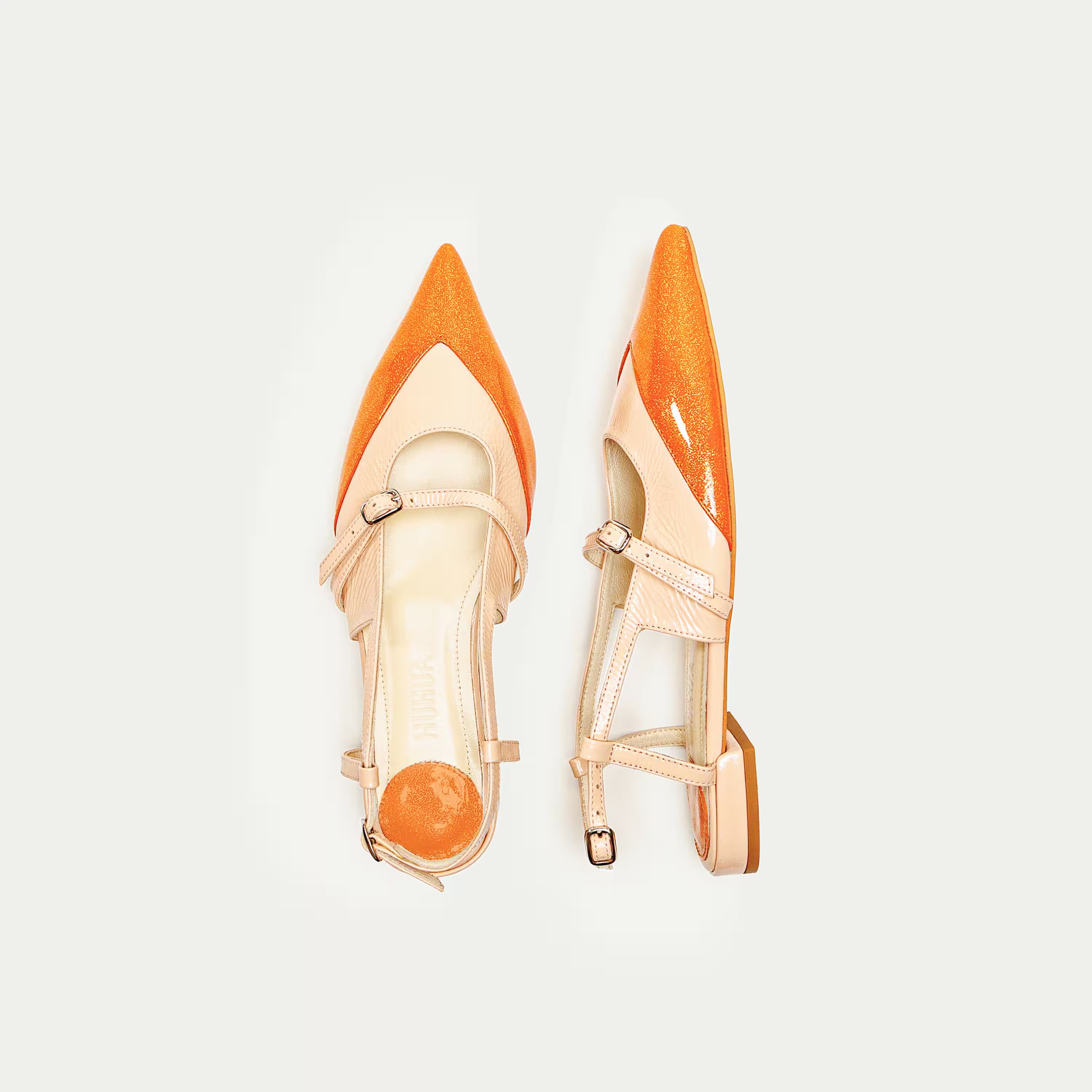 HUHUA Nora leather pumps top view Amber