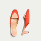 HUHUA Sorbet handcrafted women's leather pumps top view Coral
