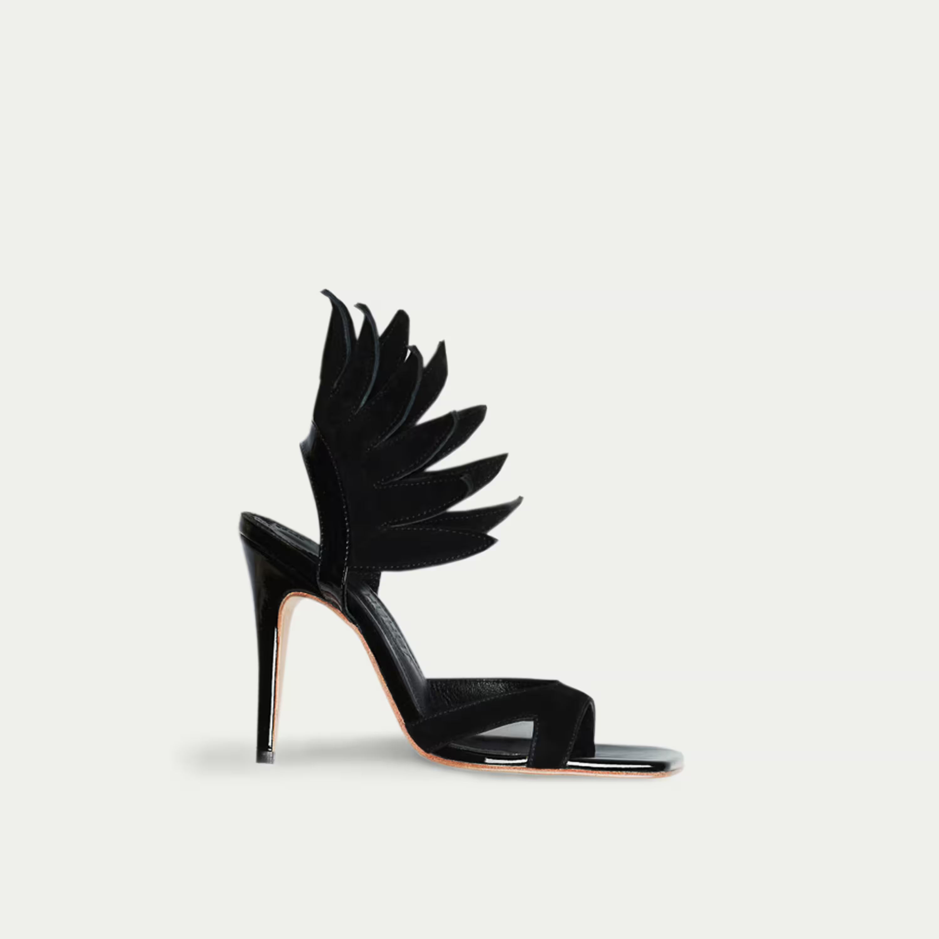 HUHUA SUN handcrafted women's leather pumps side view Onyx