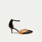 HUHUA INES handcrafted women's leather pumps side view Amber