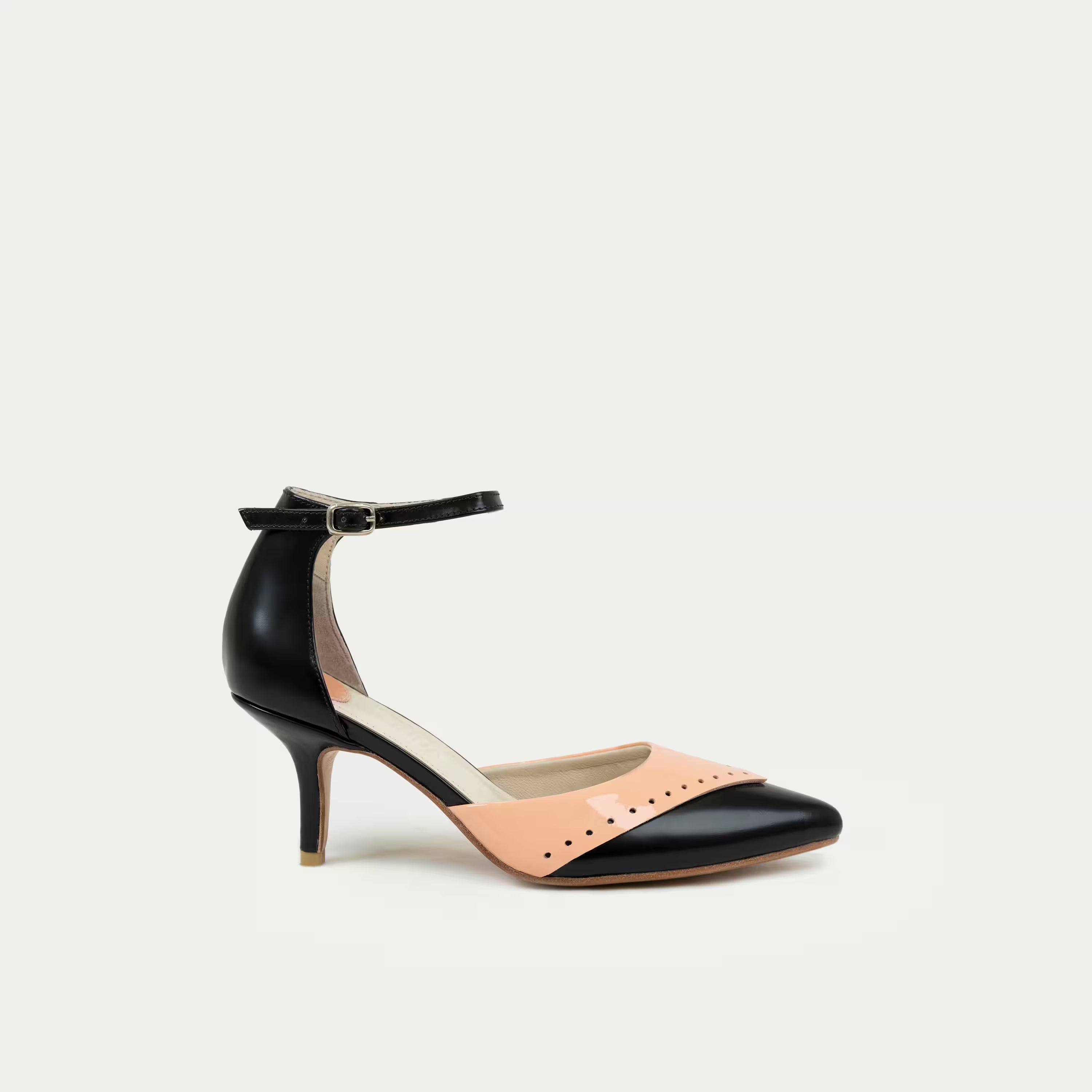 HUHUA INES handcrafted women's leather pumps side view Apricot