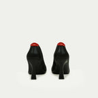 HUHUA ROUGE handcrafted women's leather pumps back view Scarlet