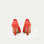 HUHUA ROUGE handcrafted women's leather pumps back view Raspberry
