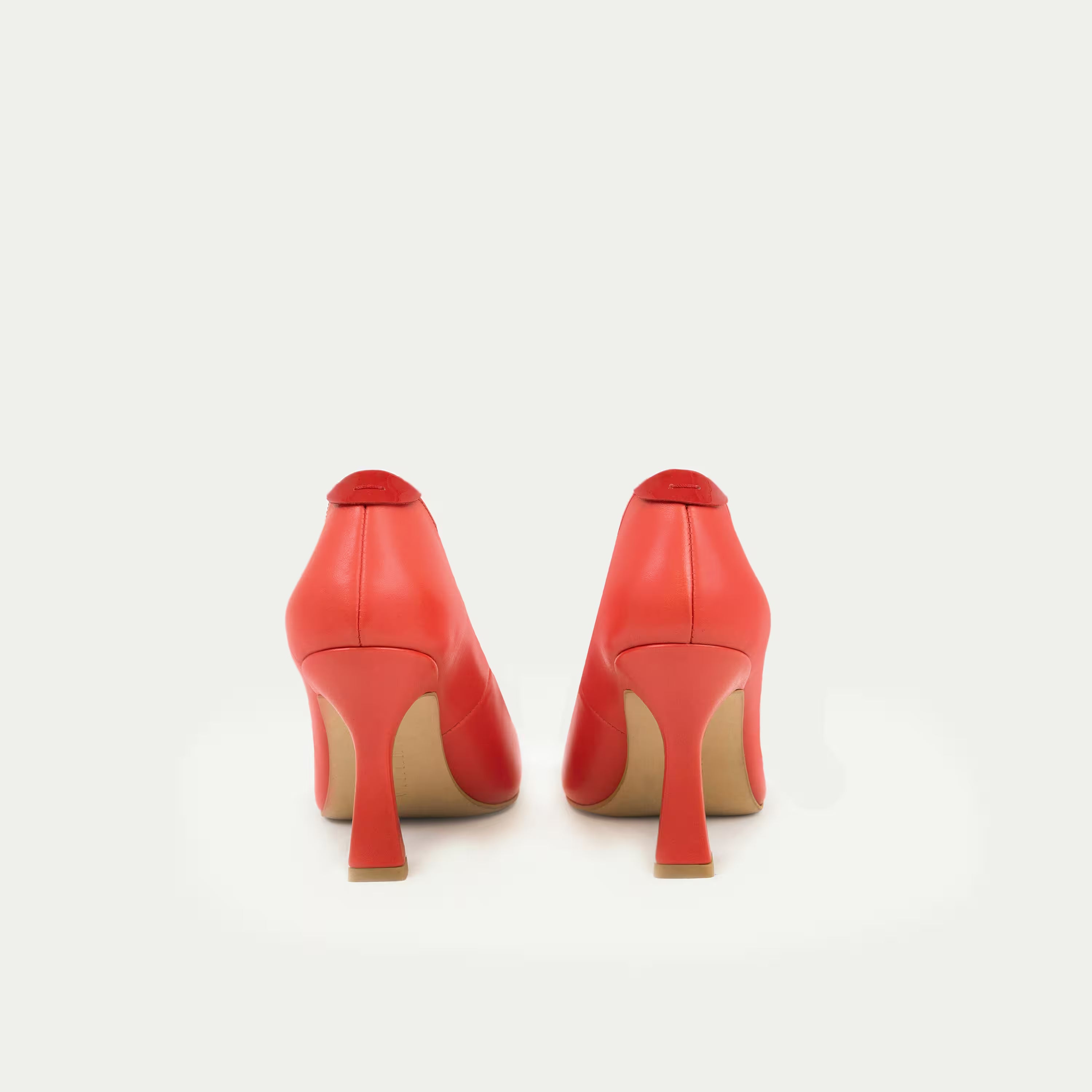 HUHUA ROUGE handcrafted women's leather pumps back view Raspberry