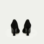 HUHUA ROUGE handcrafted women's leather pumps back view Onyx