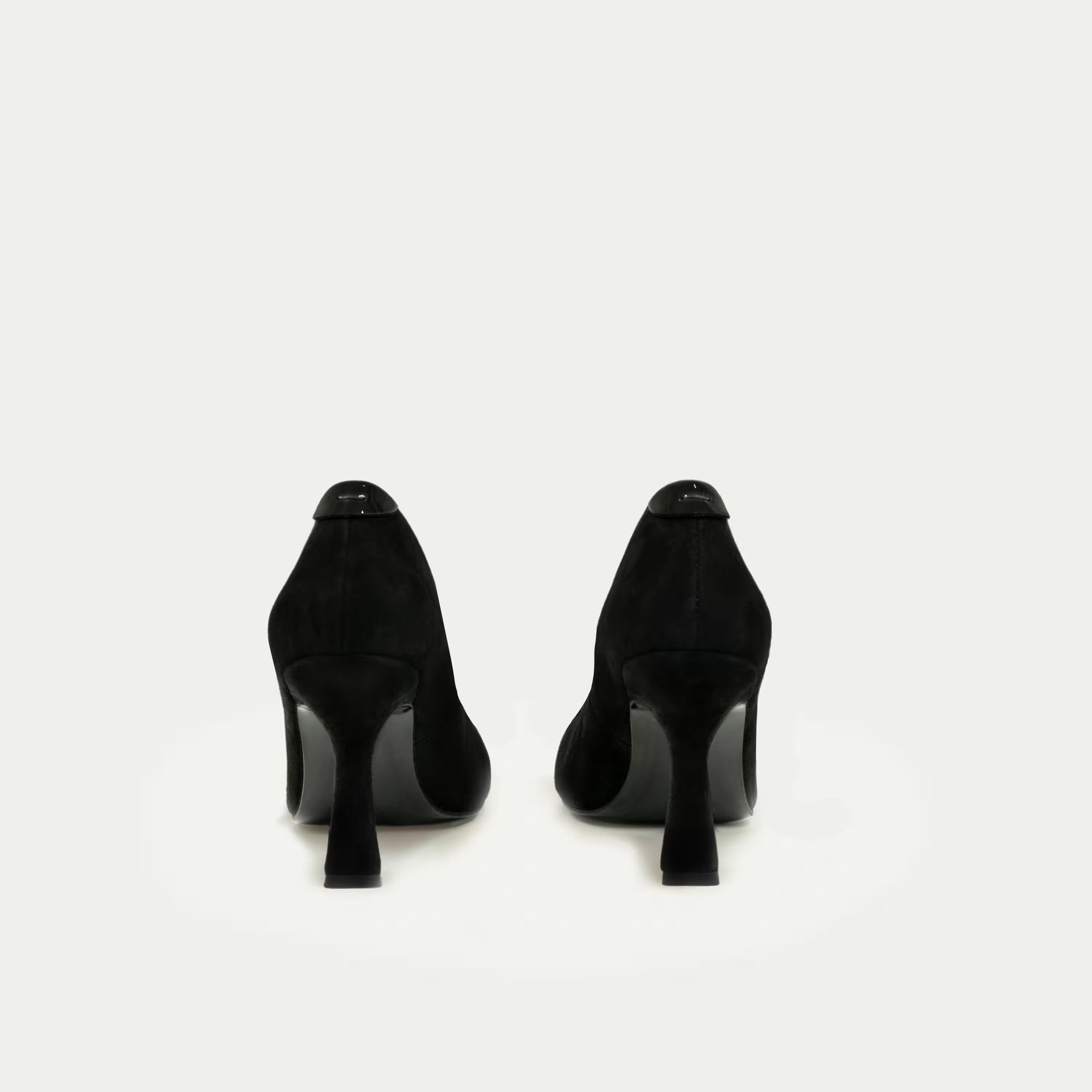 HUHUA ROUGE handcrafted women's leather pumps back view Onyx