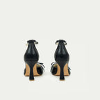 HUHUA Dragonfly handcrafted leather pumps back view Onyx