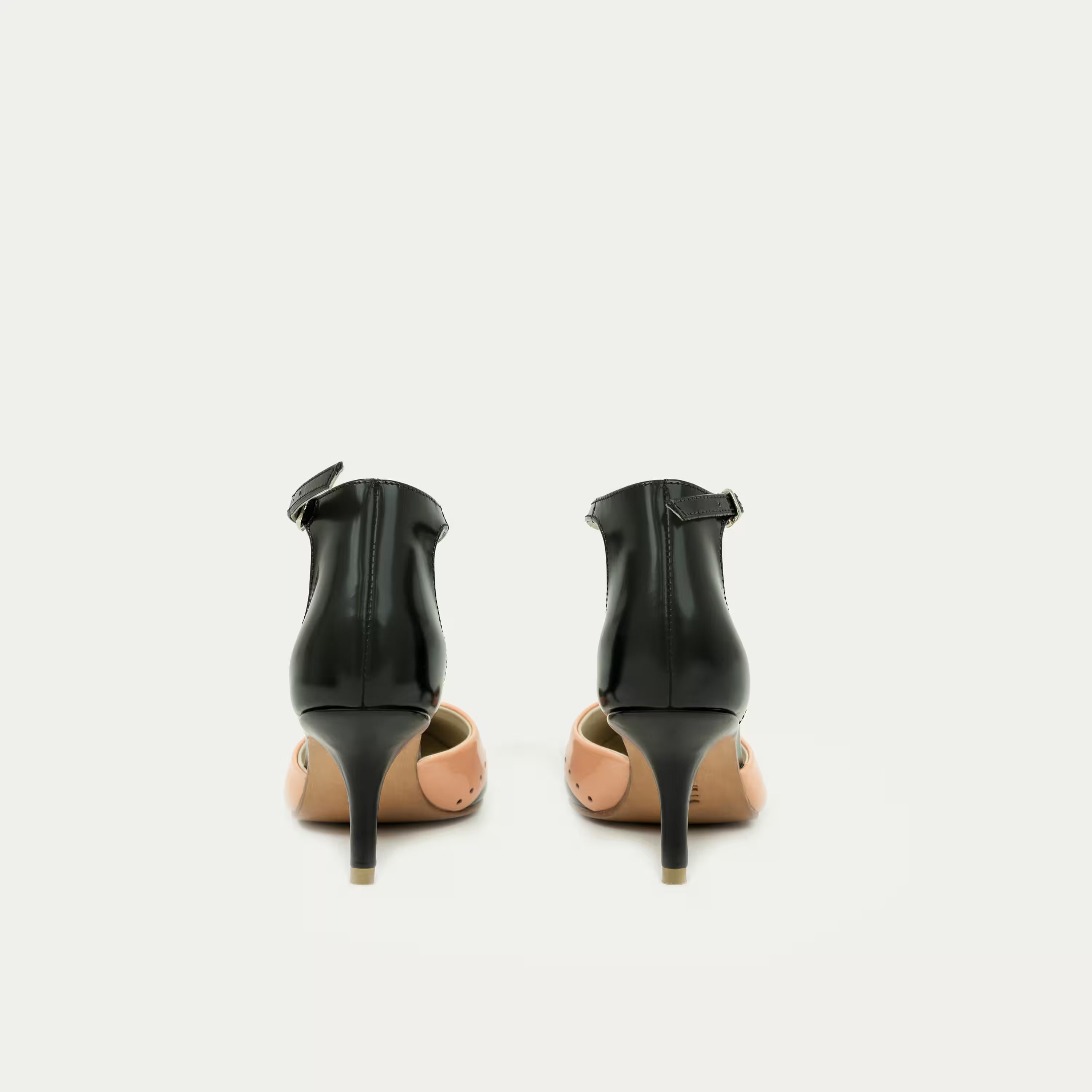 HUHUA INES handcrafted women's leather pumps back view Apricot