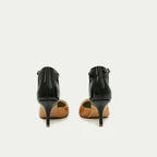 HUHUA INES handcrafted women's leather pumps back view Amber