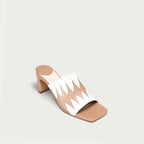 HUHUA Lotus handcrafted women's leather pumps 3/4 view Cream