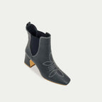 HUHUA Siena women's leather pumps 3/4 view Charcoal