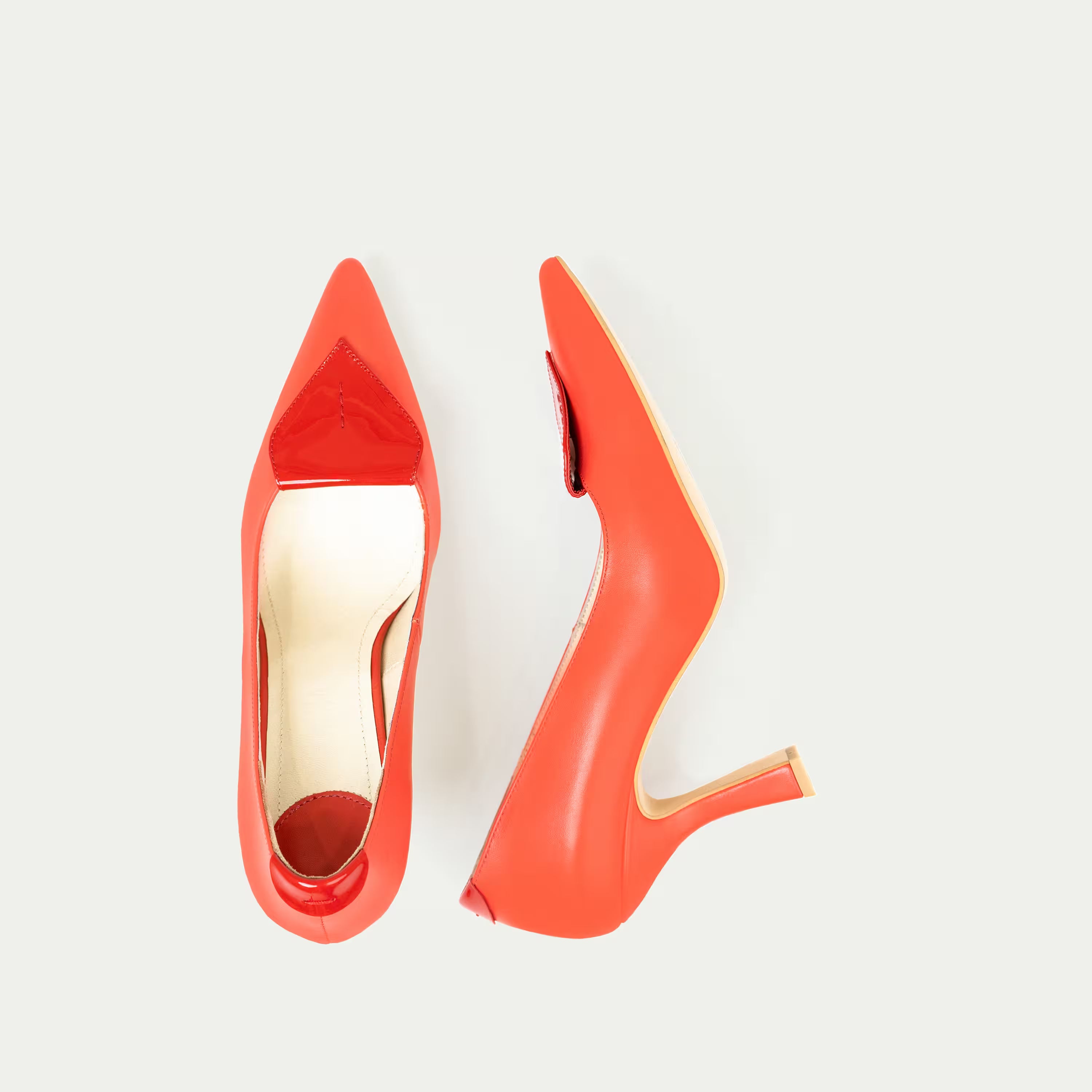 HUHUA ROUGE handcrafted women's leather pumps top view Raspberry