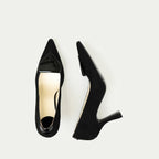 HUHUA ROUGE handcrafted women's leather pumps top view Onyx