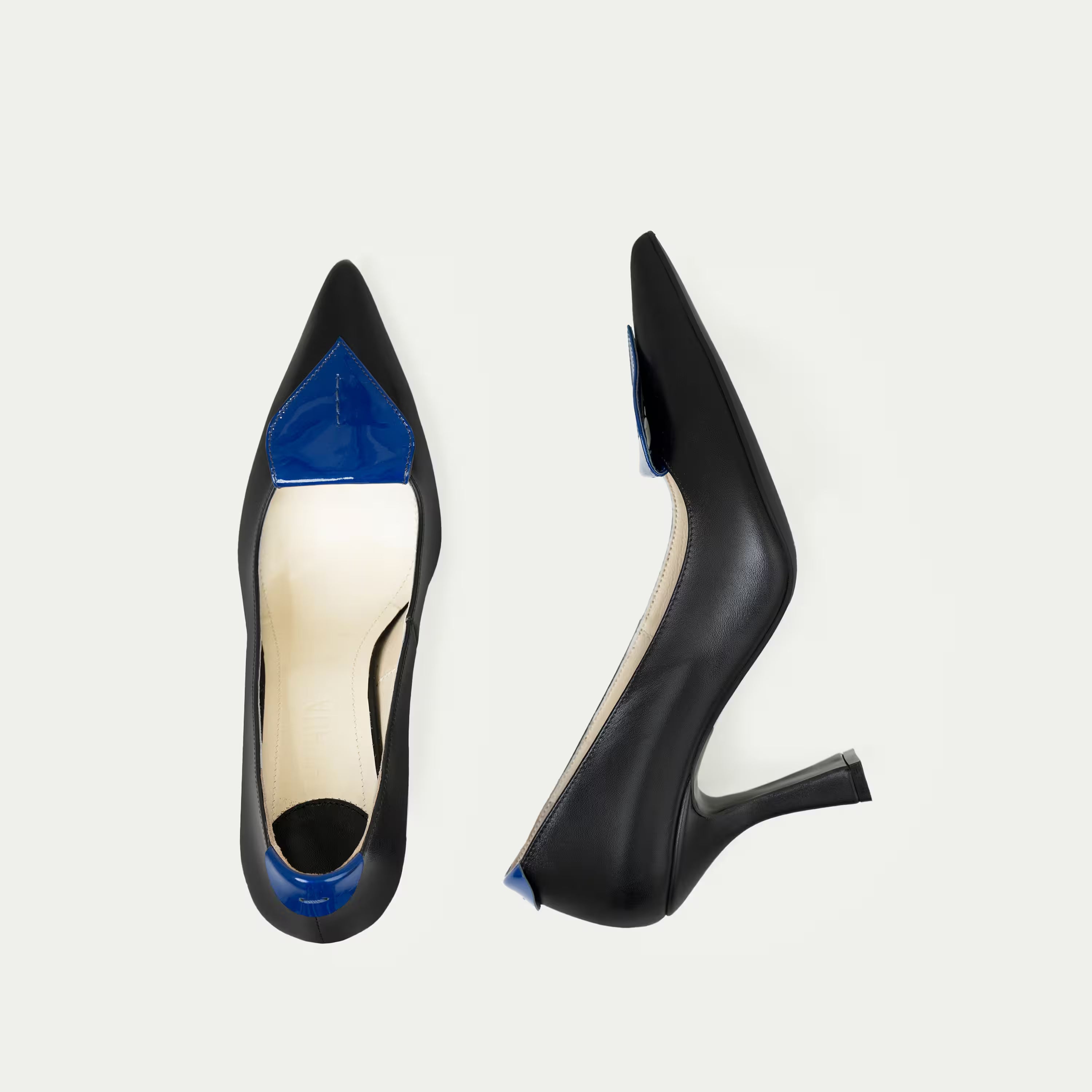 HUHUA ROUGE handcrafted women's leather pumps top view Sky