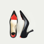 HUHUA ROUGE handcrafted women's leather pumps top view Scarlet