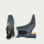 HUHUA Siena women's leather pumps top view Charcoal