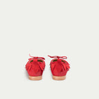 HUHUA ELEN handcrafted women's leather pumps back view Scarlet