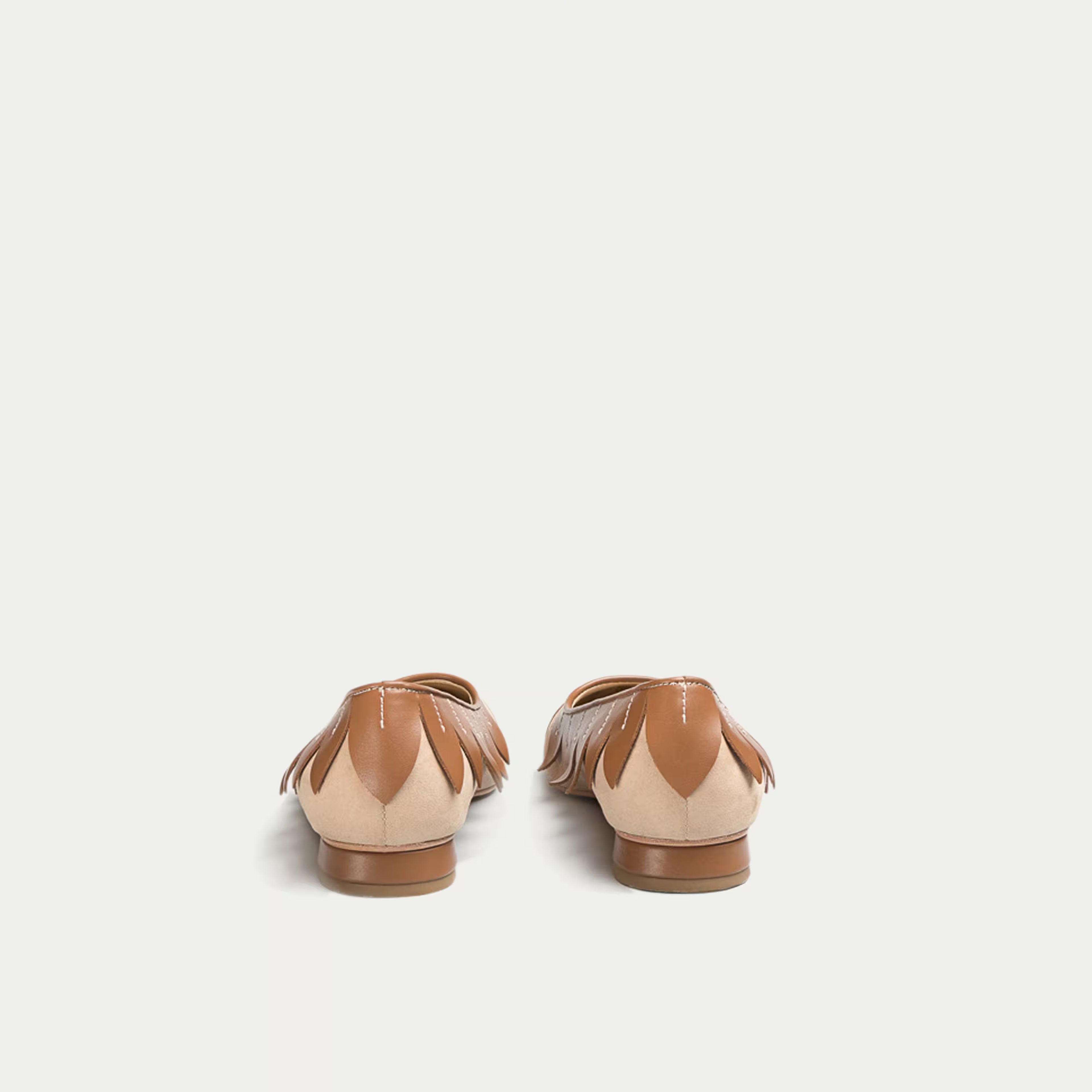 HUHUA MIMI HANDCRAFTED LEATHER FLATS BACK VIEW TAN