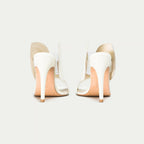 HUHUA BUTTERFLY handcrafted leather pumps back view Ivory