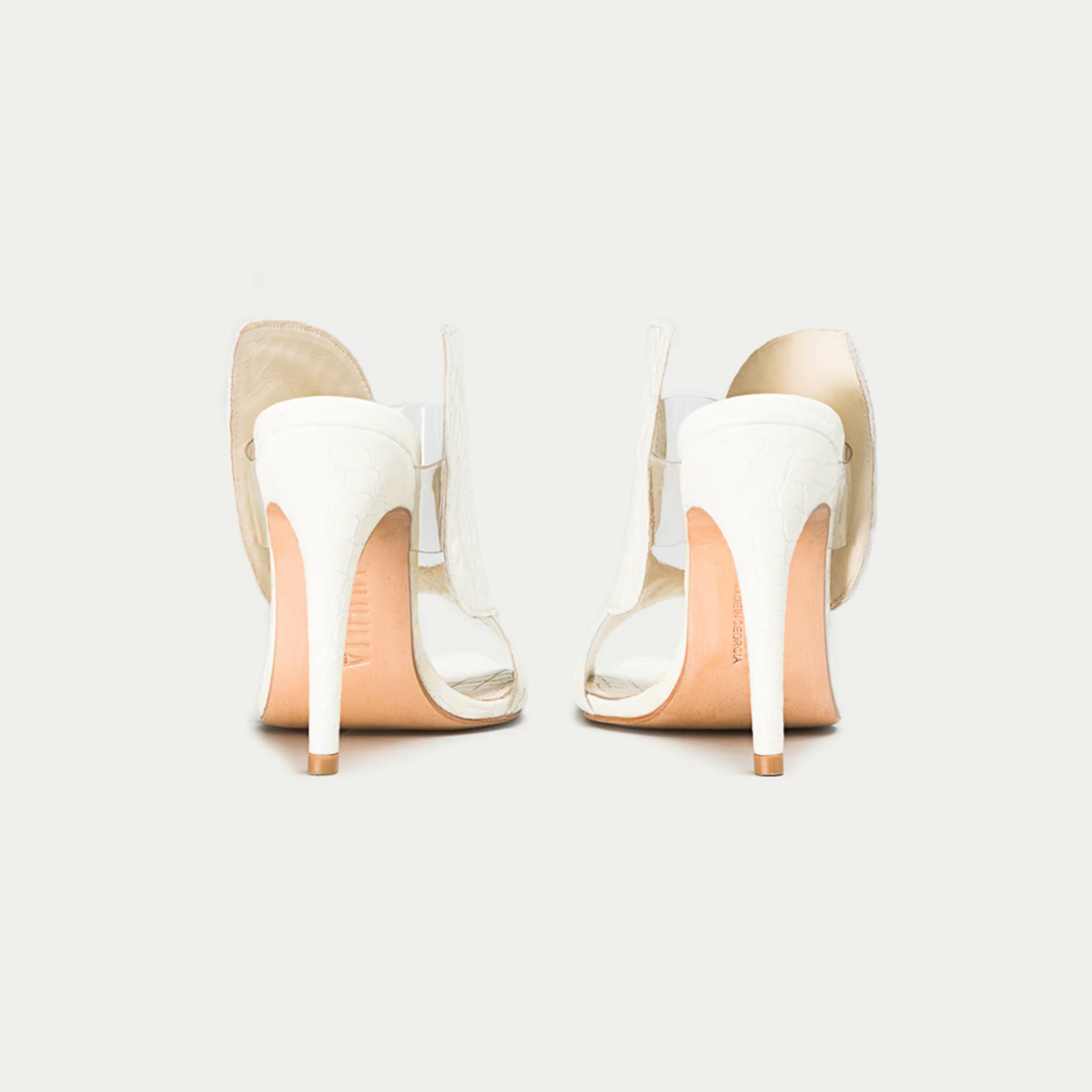 HUHUA BUTTERFLY handcrafted leather pumps back view Ivory