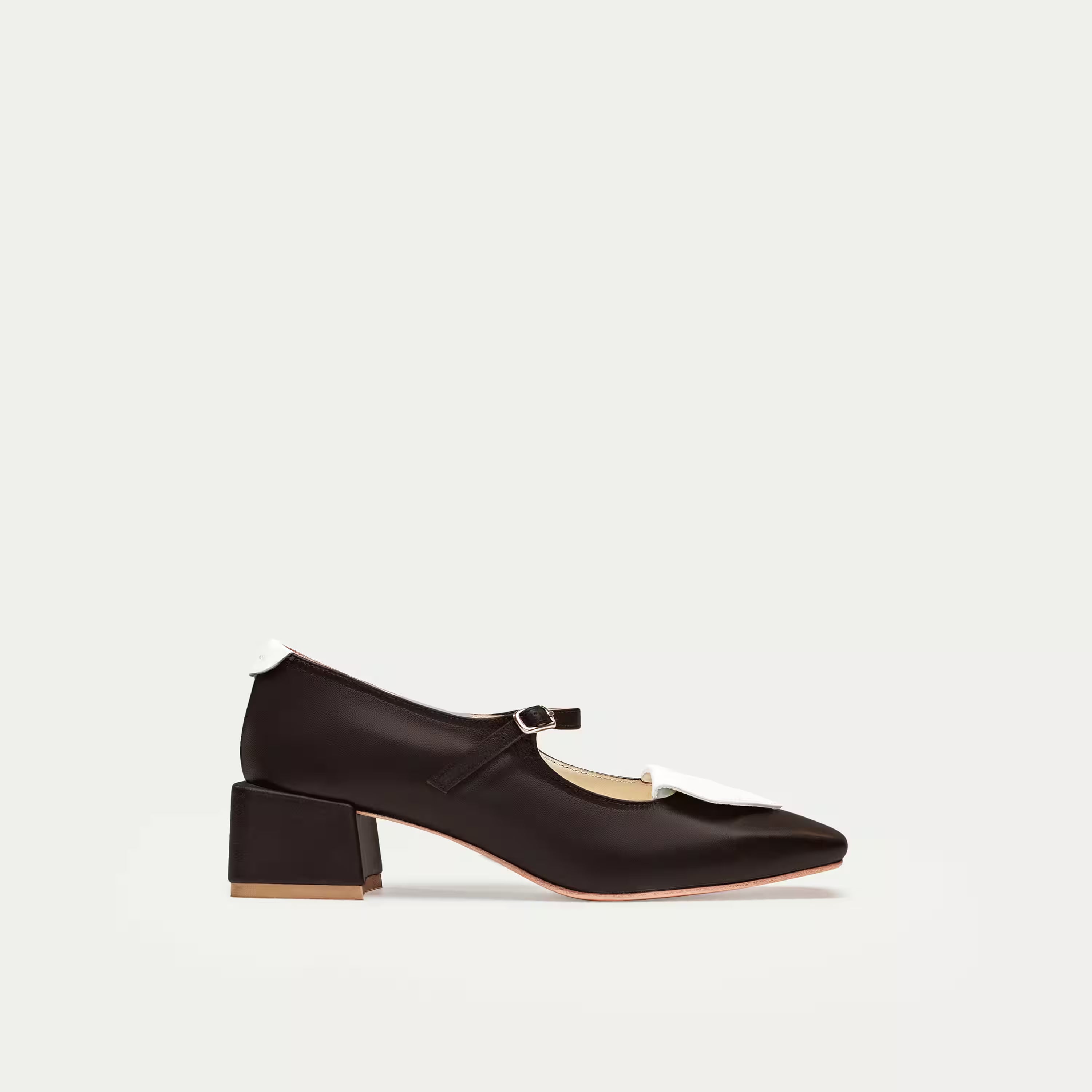 HUHUA BLOSOME handcrafted women's leather pumps side view Cream