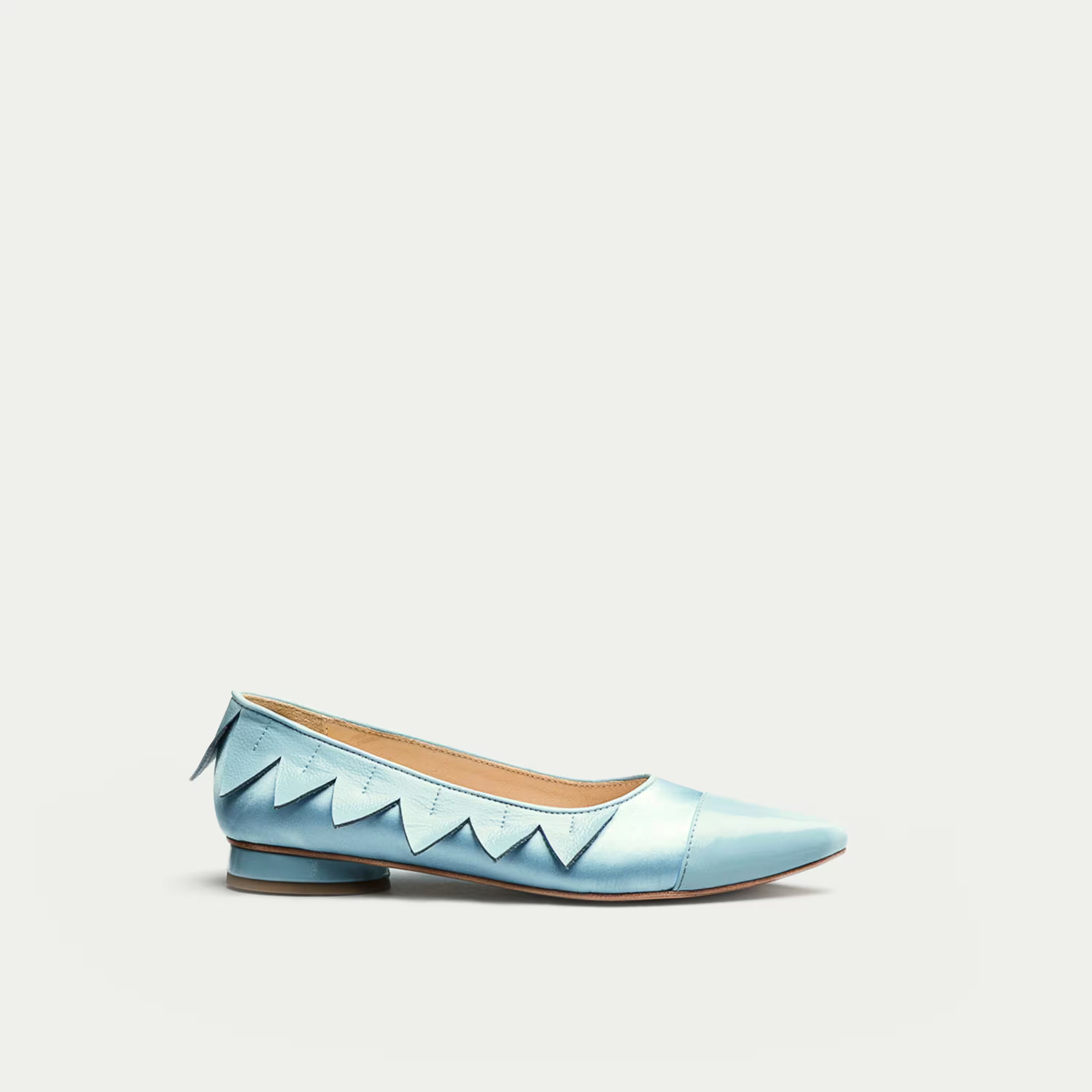 HUHUA MIMI HANDCRAFTED LEATHER FLATS SIDE VIEW SKY