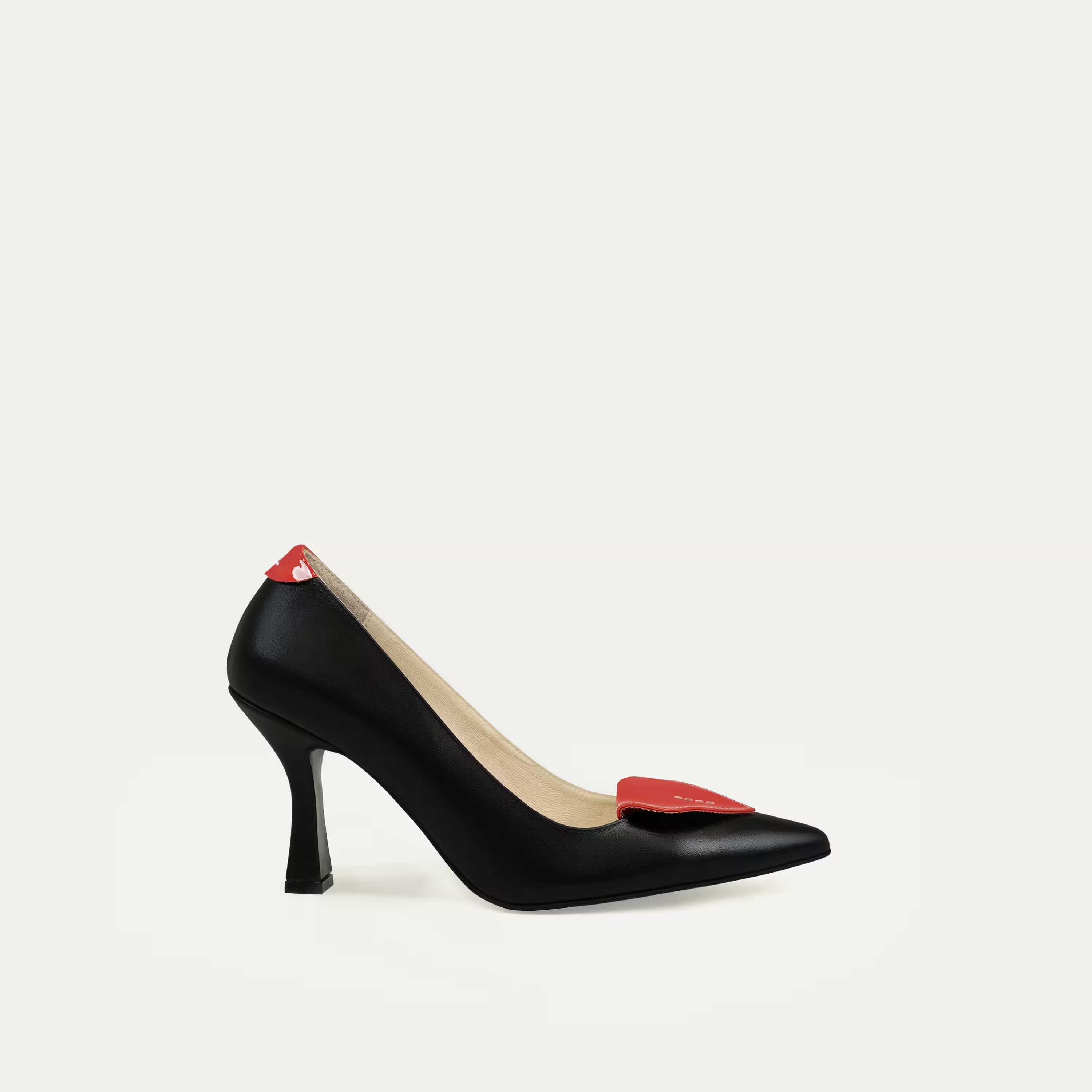 HUHUA ROUGE handcrafted women's leather pumps side view Scarlet