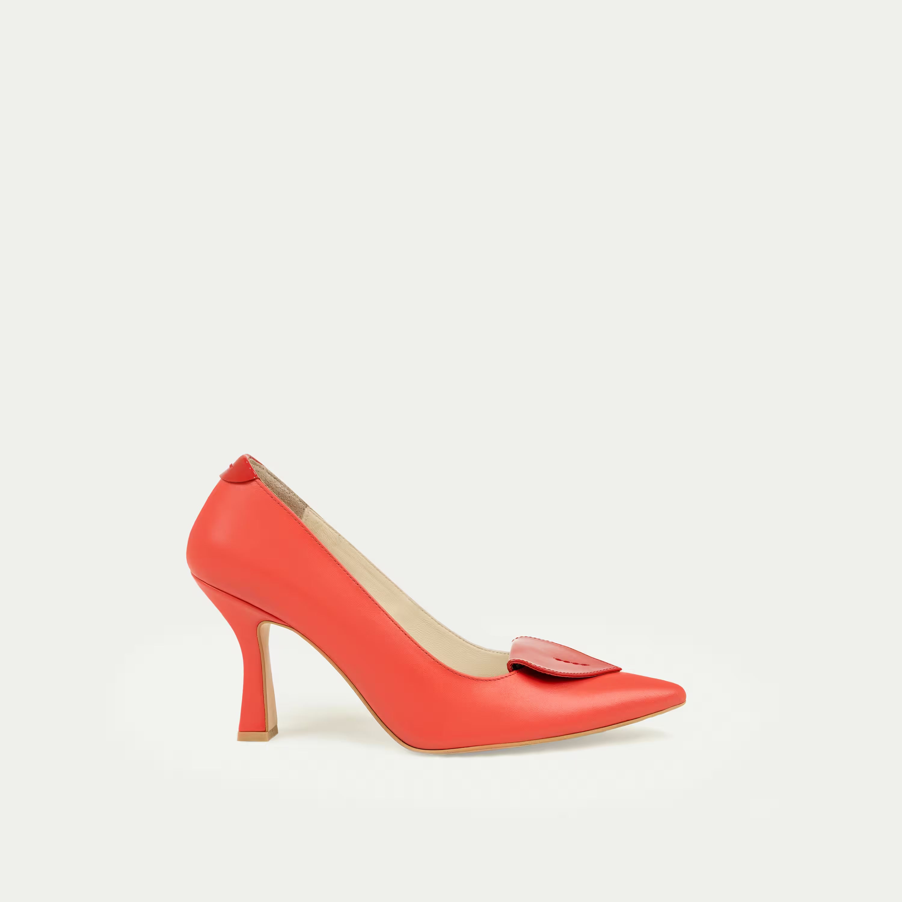 HUHUA ROUGE handcrafted women's leather pumps side view Raspberry