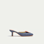 HUHUA Sorbet handcrafted women's leather pumps side view Denim Blue