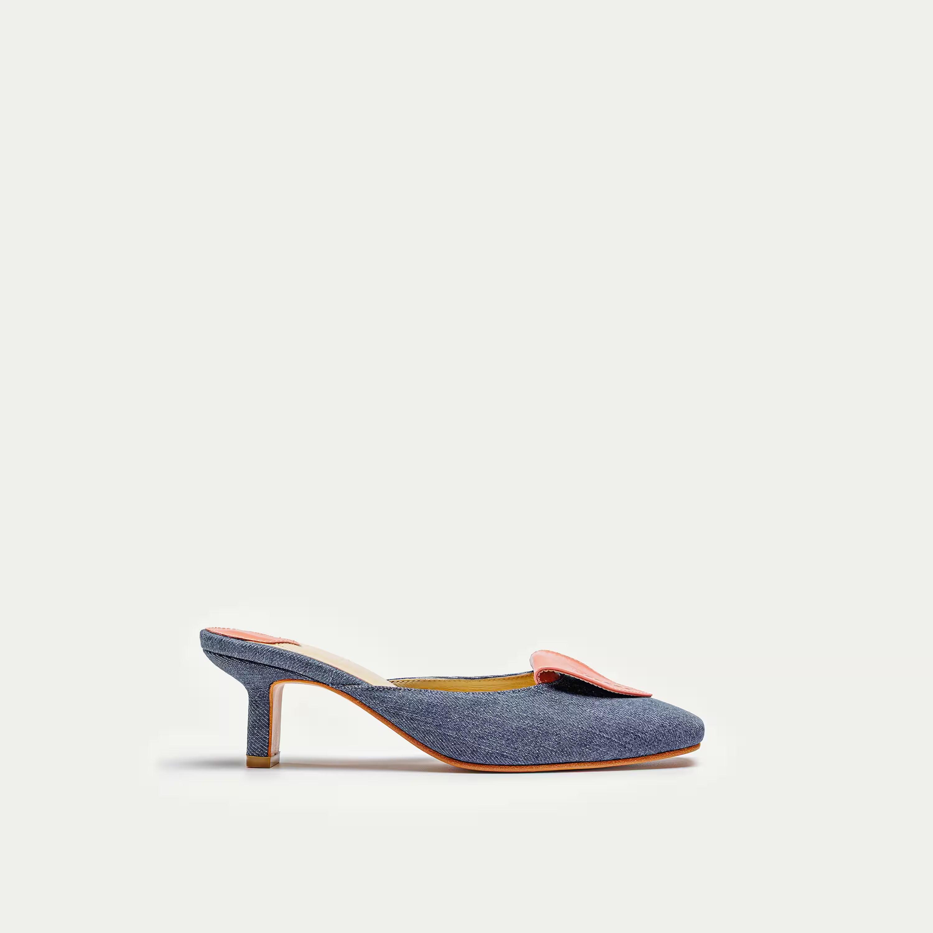 HUHUA Sorbet handcrafted women's leather pumps side view Denim Blue