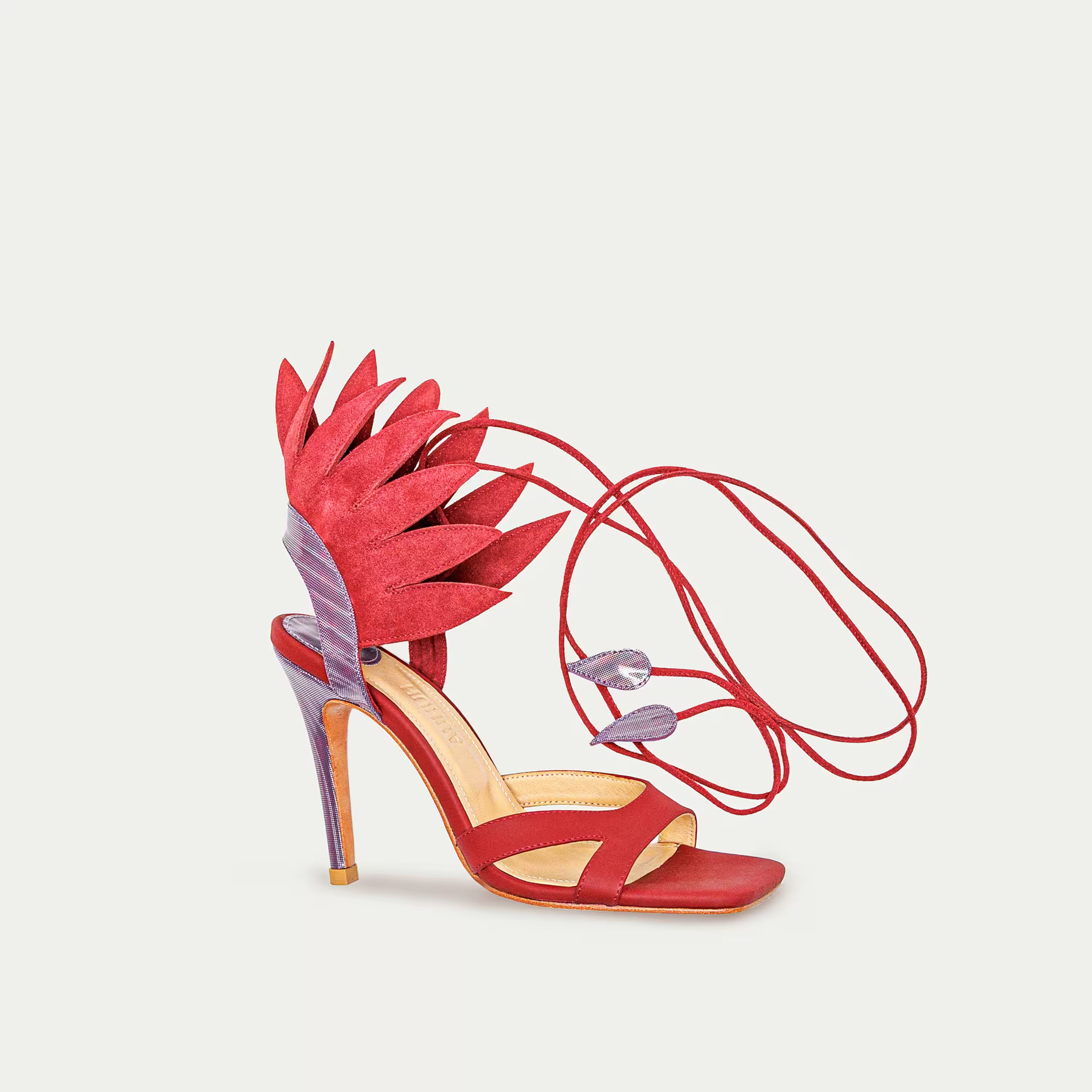 HUHUA SUN handcrafted women's leather pumps side view Scarlet