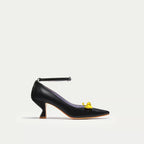 HUHUA Tiea handcrafted women's leather pumps side view Yellow