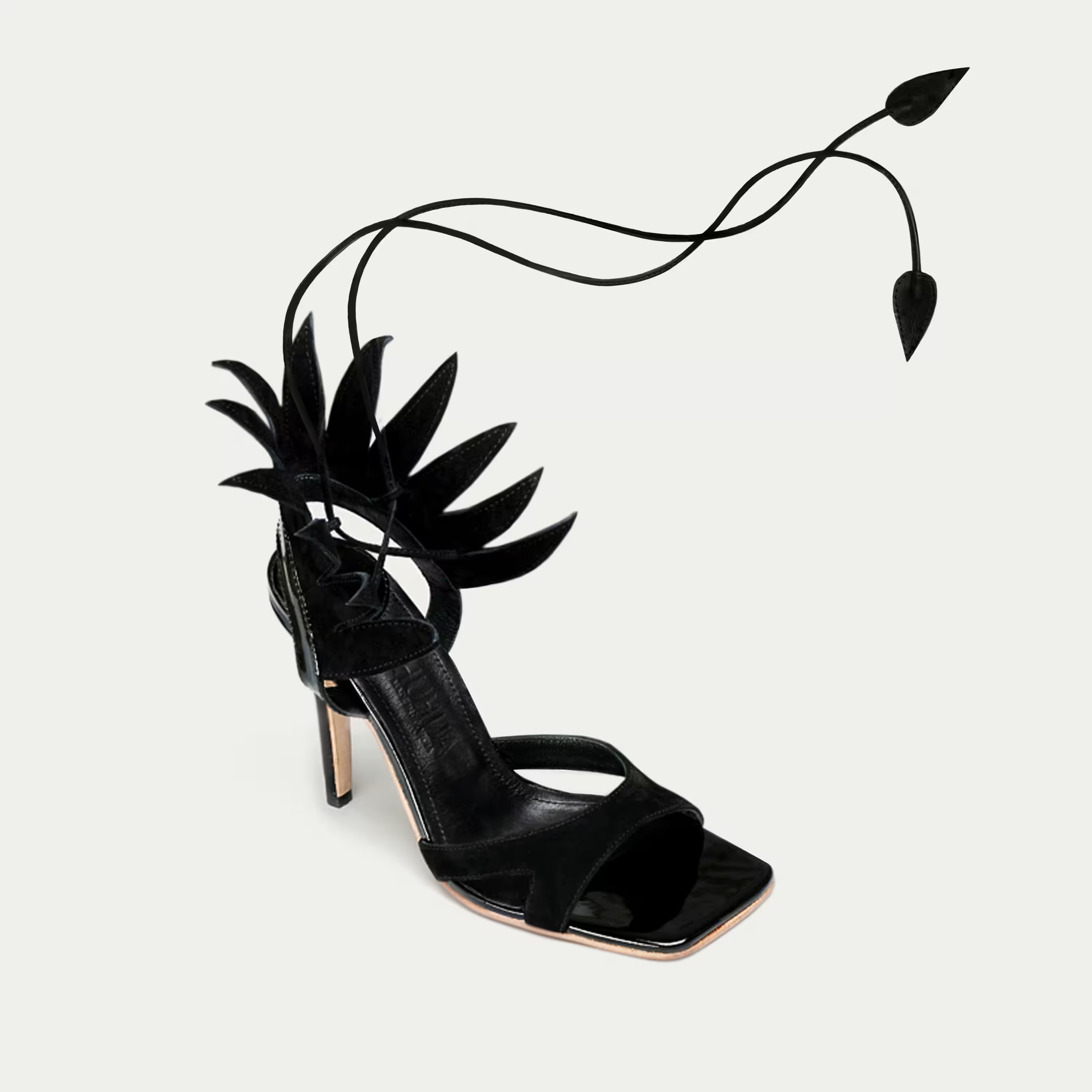 HUHUA SUN handcrafted women's leather pumps top view Onyx