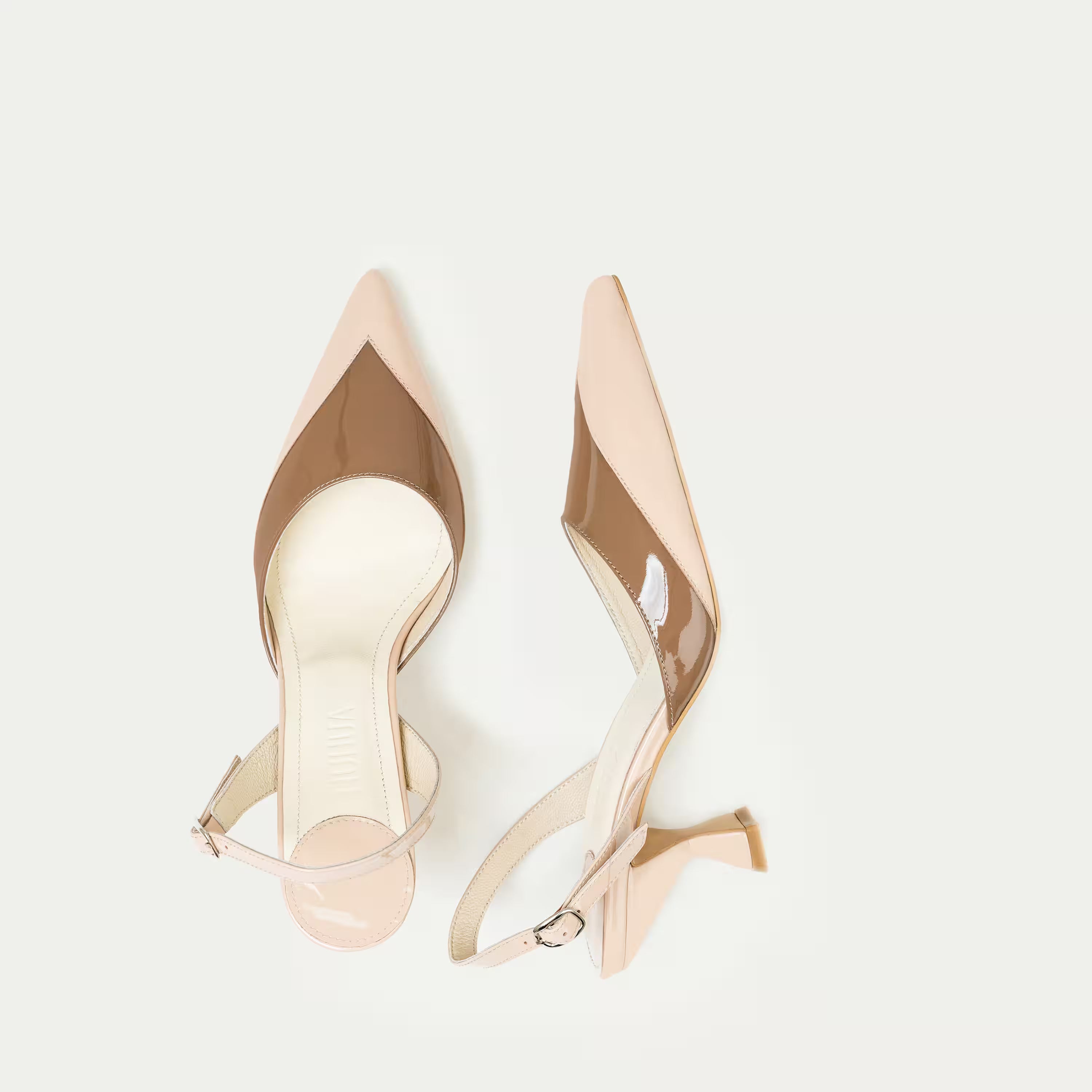 HUHUA Visconti leather slingback pumps top view Camel