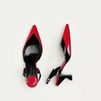 HUHUA Visconti leather slingback pumps side view Scarlet