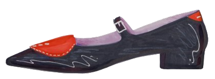 Sketch of the Cherry Kiss flat with heart detail