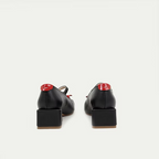 HUHUA BLOSOME handcrafted women's leather pumps back view Onyx