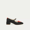 HUHUA BLOSOME handcrafted women's leather pumps side view Onyx