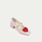 HUHUA BLOSOME handcrafted women's leather pumps 3/4 view Powder