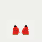 HUHUA BLOSOME handcrafted women's leather pumps back view Scarlet