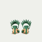 HUHUA IZIS handcrafted women's leather pumps back view Sage