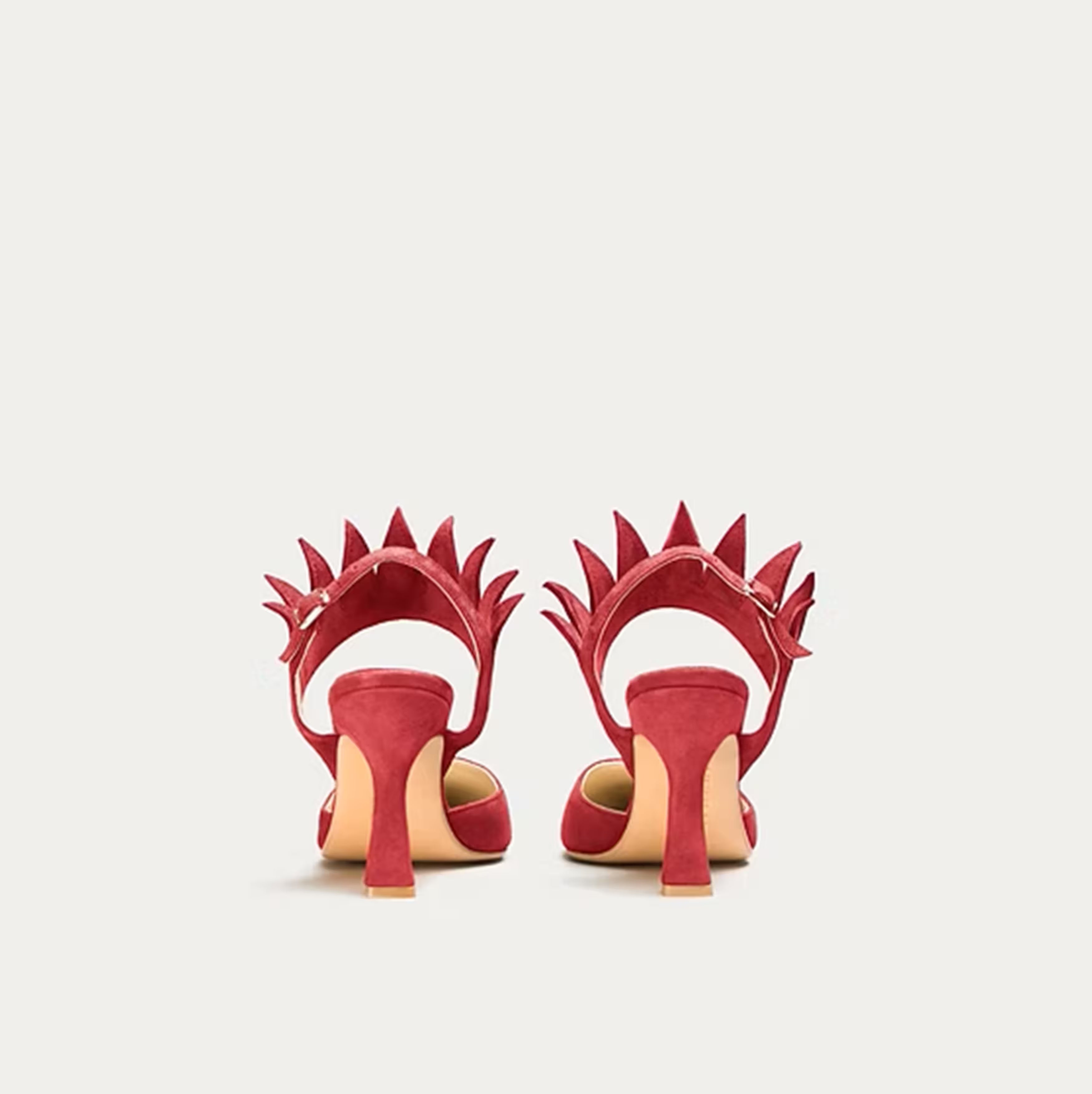 HUHUA IZIS handcrafted women's leather pumps back view Raspberry
